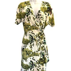 Aritzia Babaton Women's Wallace Botanical Print Wrap Dress Size Small EUC Short